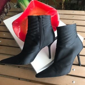 Anne Klein Black Satin Booties